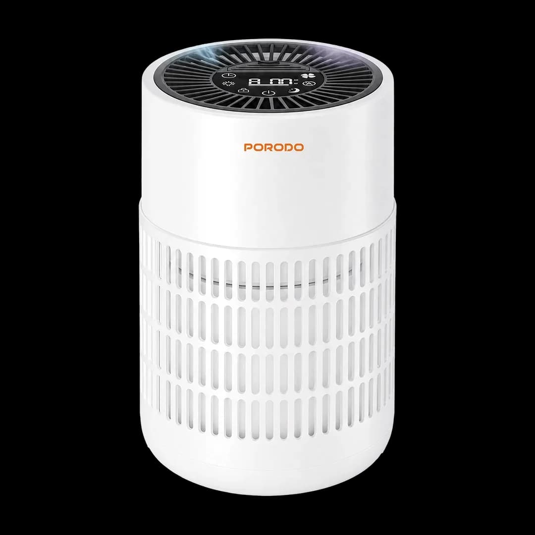 Porodo Lifestyle Purea Prime Smart Air Purifier with 3-Layer H13 HEPA Filter Remote Control & Essential Oil Diffuser - White
