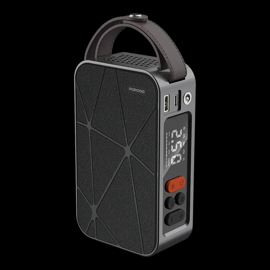 Porodo Flator 60W Car Tire Inflator with 4000mAh Battery - Black