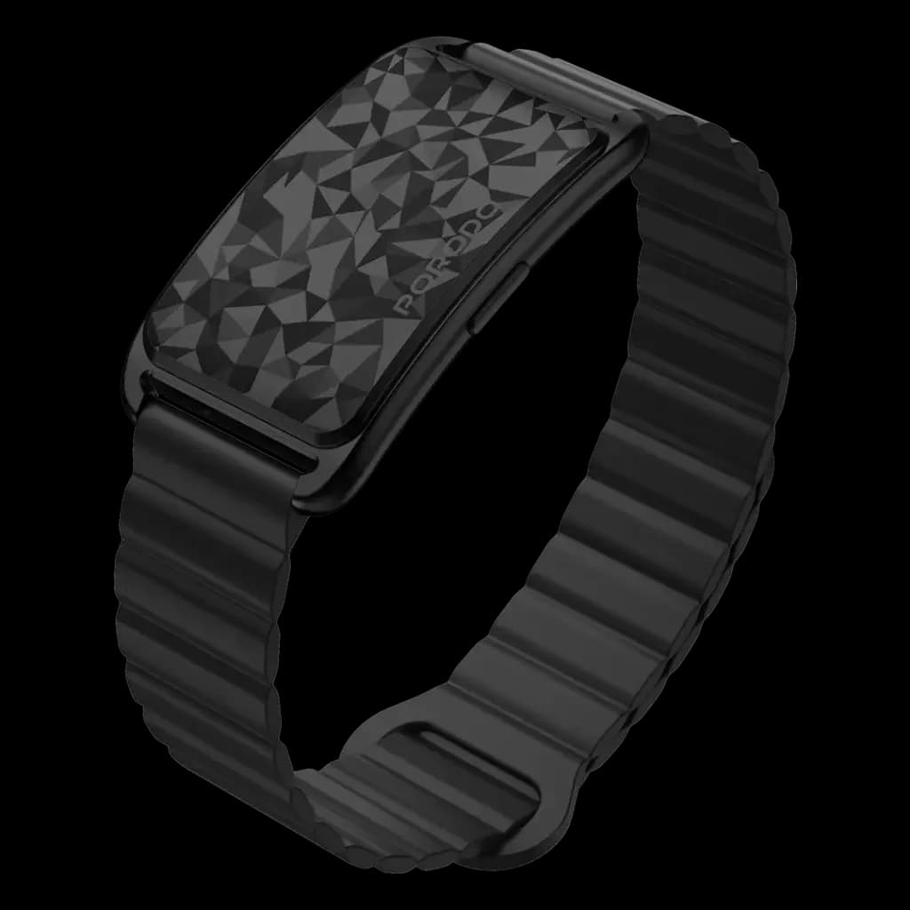 Porodo Smart Band Fitness Tracker with Display APP,With black magnetic strap - Black