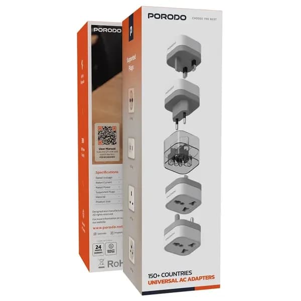 Porodo Universal AC Adapters / Supports 150+ Countries