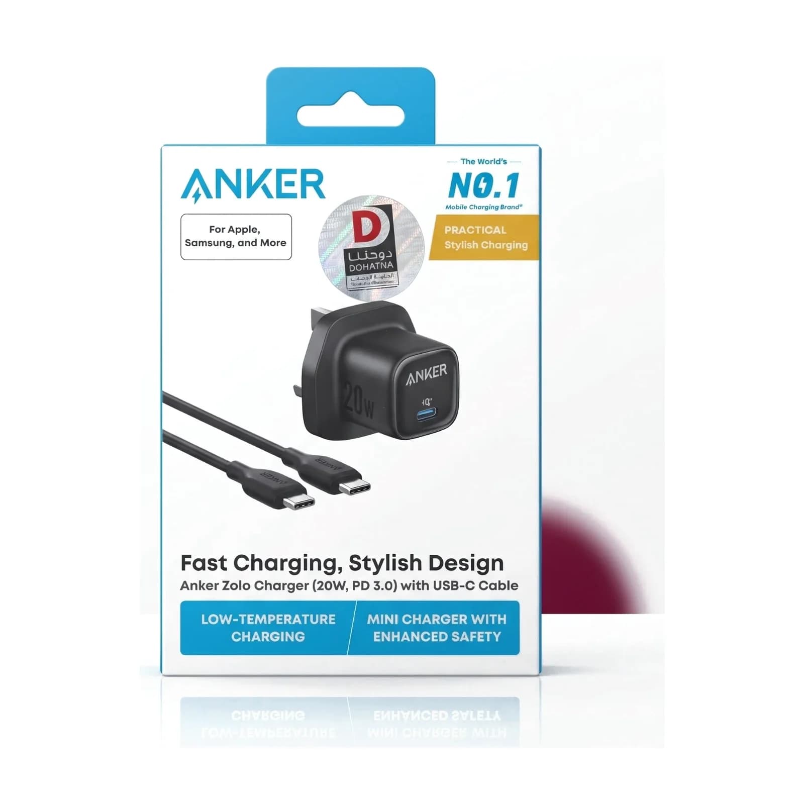 Anker Zolo 20W PD Charger USB-C to USB-C Cable B2699K11 - Black