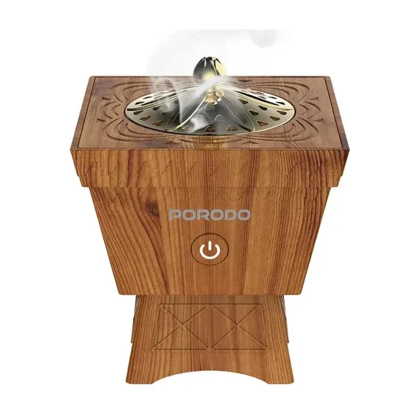 Porodo Lifestyle Classic Wood-Finish Portable Incense Burner - Brown