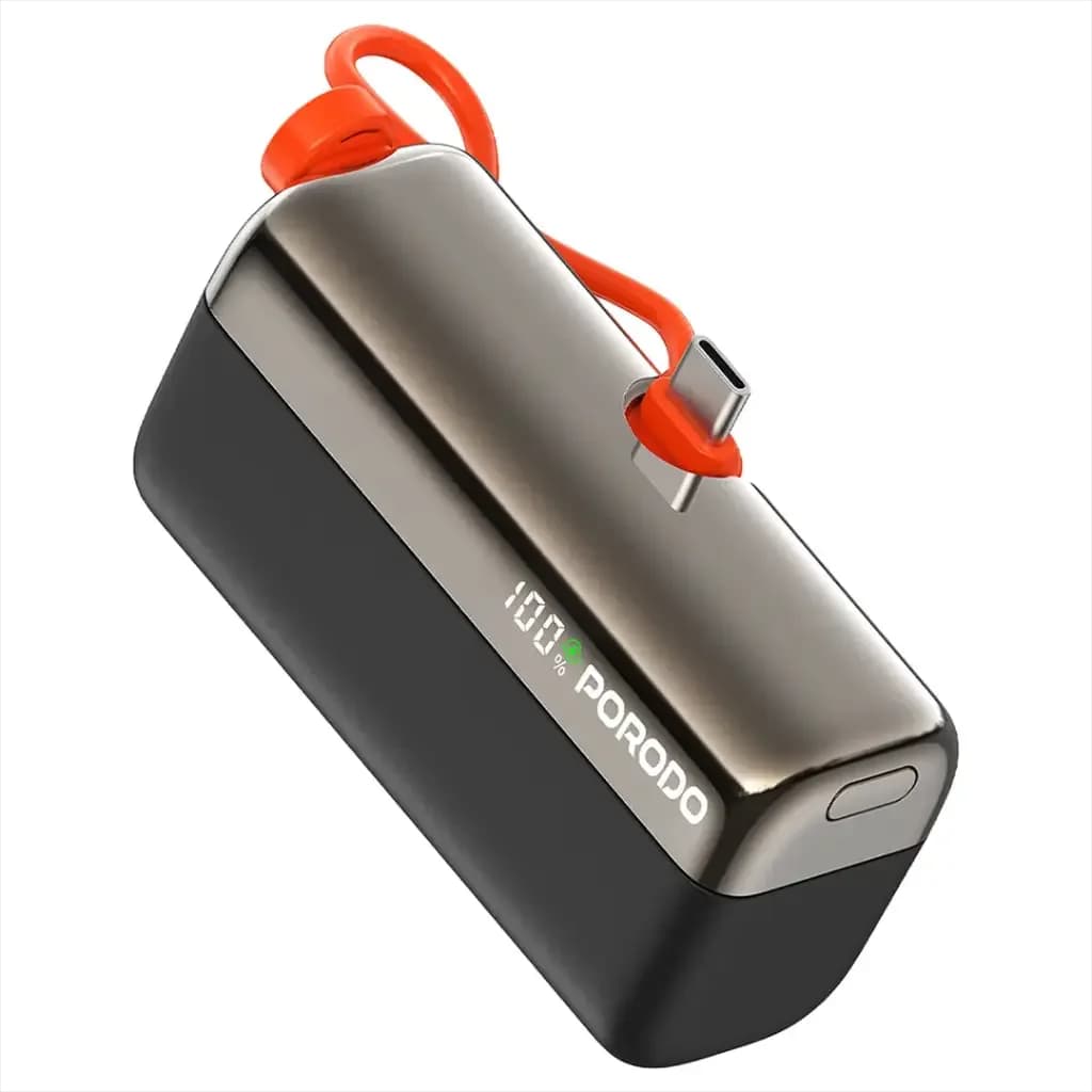 Porodo Pocket Volt Power Bank 10000mAh USB-C Input: 5V/3A 9V/2A 12V/1.5A - Black